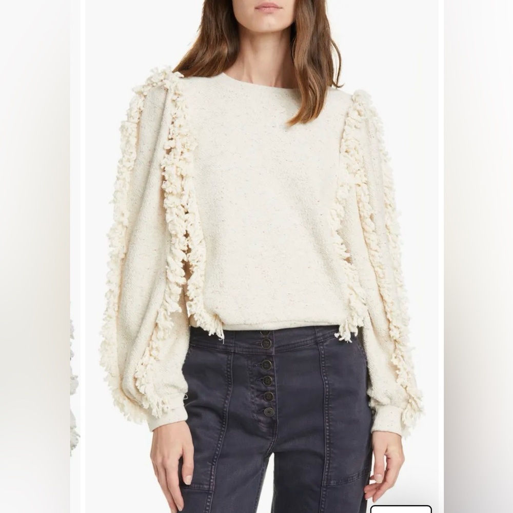 Ulla Johnson sage fringe sweatshirt small EUC